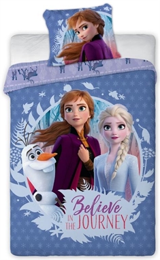 Frozen Junior sengetøj 100x140 cm - Frost 2 Anna og Elsa junior sengesæt - 2 i 1 design - 100% bomuld